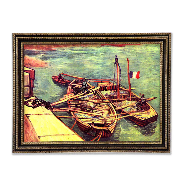 Longshore Tides Van Gogh Boote Mit Sand Gerahmter Druck Wayfair De